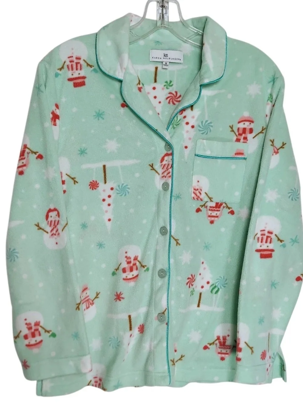 Cozy Green Snowman Kids Pajama Set by Karen Neuburger